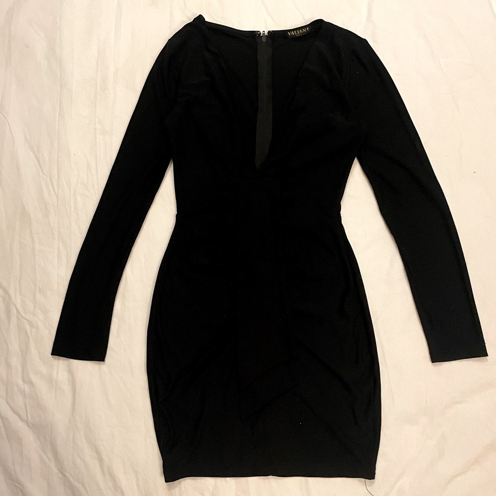 V-Neckline Black Satin Slip Dress